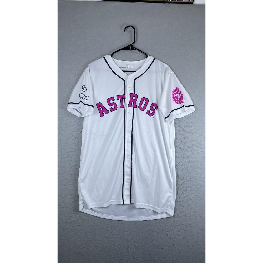 Houston Astros Shirt Mens Medium White MLB Baseball Kendra Scott Button Front
